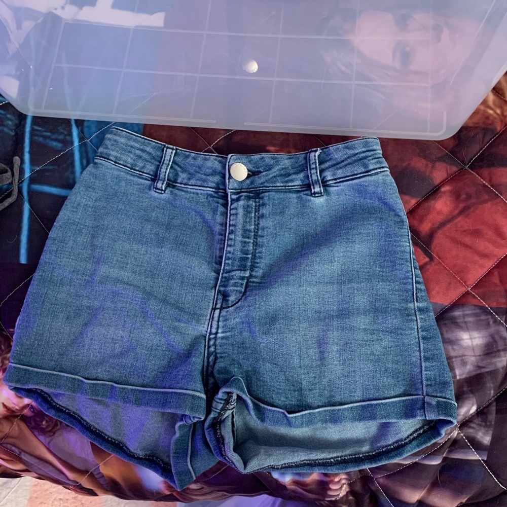 high waisted denim shorts